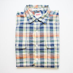 Levi's "Slim Fit" Blue & Orange Plaid Button Down